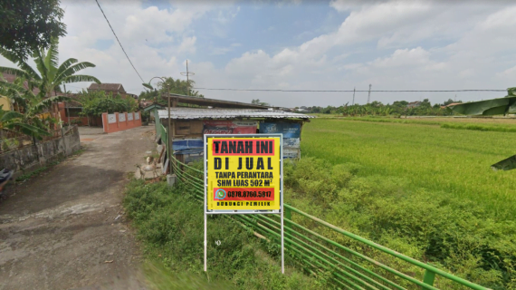 Tanah Sawah Dijual di Klaten SHM 502 Meter Persegi